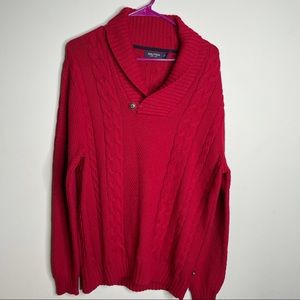 Nautica mens red knit long sleeve sweater sz L
